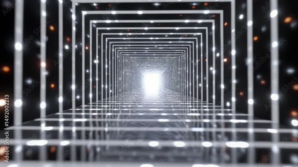 Aufkleber digital tunnel of bright glowing lights creating a mesmerizing perspective towards a luminous openin