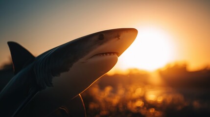 Majestic Shark Silhouette at Sunset