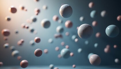 Floating Spheres on Blue Background Abstract Presentation