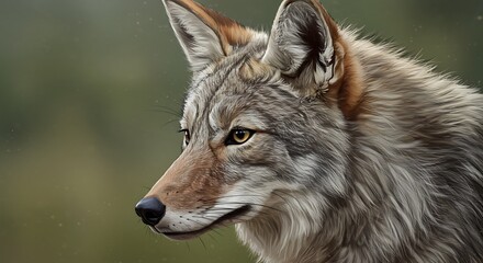 Fototapeta premium Coyote Portrait: Realistic Digital Painting, Warm Hues
