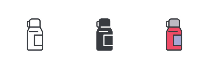 Thermos with mug different style icon set