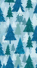 Winter Woodland: Blue & Teal Tree Pattern