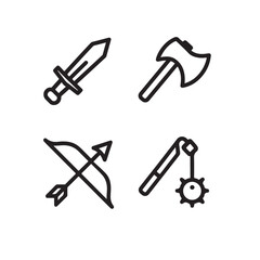 Medieval Weapons Outline Icons
