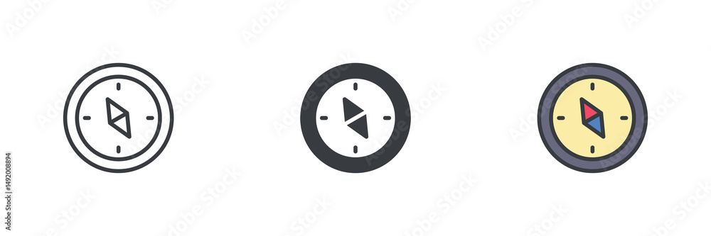 Aufkleber Compass different style icon set