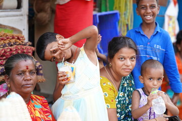 smiling children and mothers