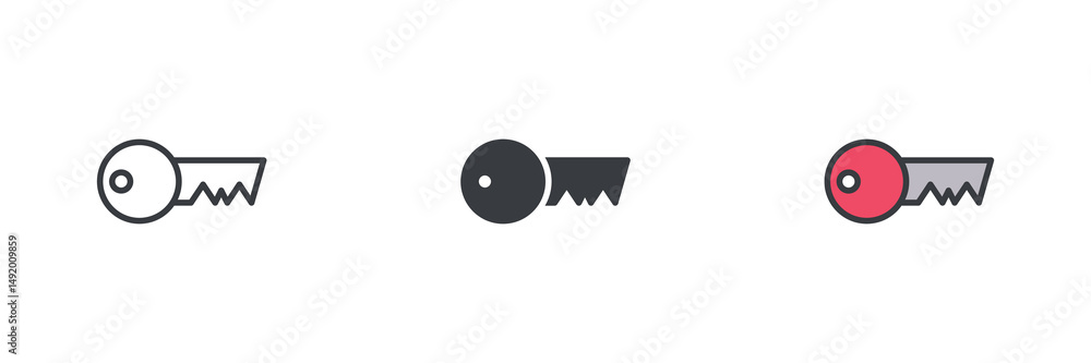Aufkleber key different style icon set