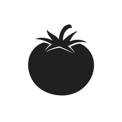 Fresh Tomato Solid Black Vector