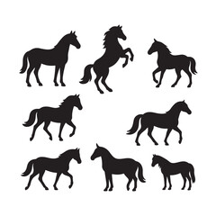 Different Horse Poses Silhouette Pack