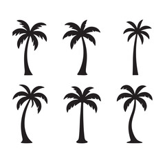 Fototapeta premium Diverse Palm Tree Silhouette Collection