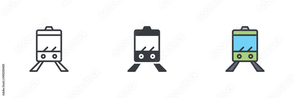 Aufkleber train or tram different style icon set