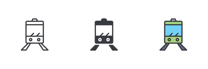 Train or tram different style icon set