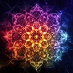 Crisp mandala patterns on a spiritual abstract background, high contrast, mystical ambiance, K resolution