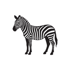Bold Zebra Black Silhouette Vector