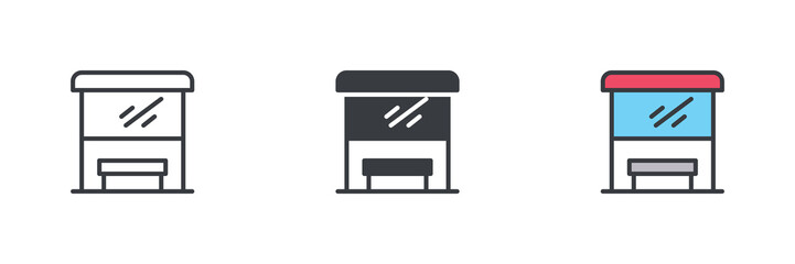Bus stop different style icon set