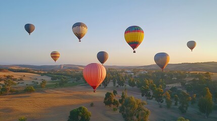 Obraz premium Colorful hot air balloons rising into the sky
