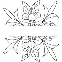 Hand Drawn Floral Border Divider. Isolated on White Background. Vector Illustration.