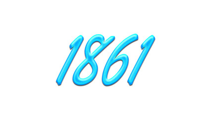 Glowing blue effect of number 1861 on white background.