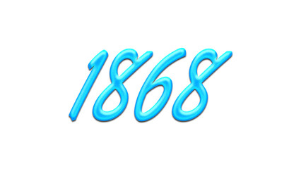 Glowing blue effect of number 1868 on white background.