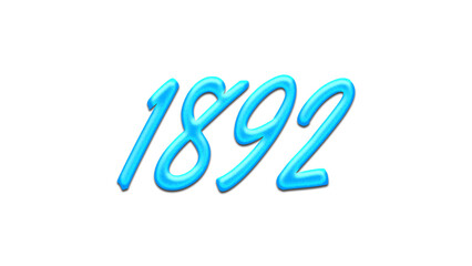 Glowing blue effect of number 1892 on white background.