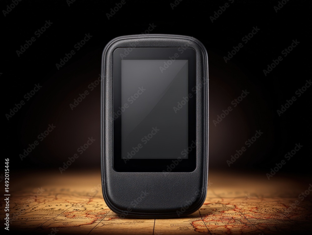 Poster a modern gps device positioned against a textured vintage map illustrating the fusion of technology 
