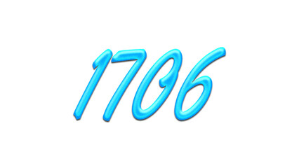 Glowing blue effect of number 1706 on white background.