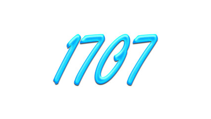 Glowing blue effect of number 1707 on white background.