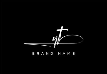 Fototapeta premium YT letter beauty handwriting vector logo.