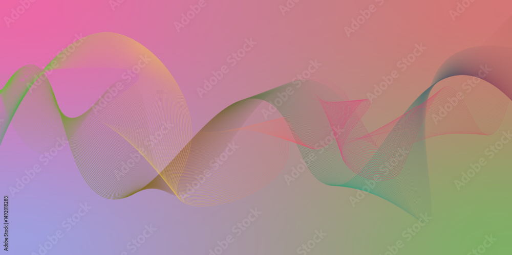 Aufkleber abstract curved geometric wave line on black background. modern multicolor gradient flowing wave lin