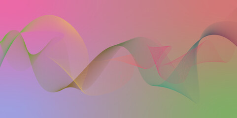 Abstract curved geometric wave line on black background. Modern multicolor gradient flowing wave lines. Technology abstract wave lines on background. Futuristic technology concept. Vector illustration