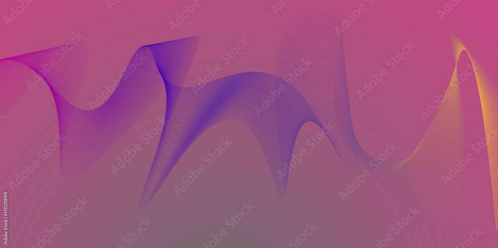 Poster abstract curved geometric wave line on black background. modern multicolor gradient flowing wave lin