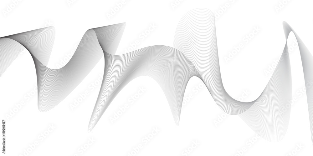 Poster abstract curved geometric wave line on black background. modern multicolor gradient flowing wave lin