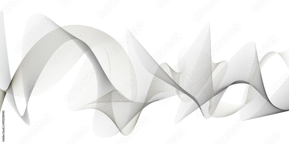 Poster abstract curved geometric wave line on black background. modern multicolor gradient flowing wave lin