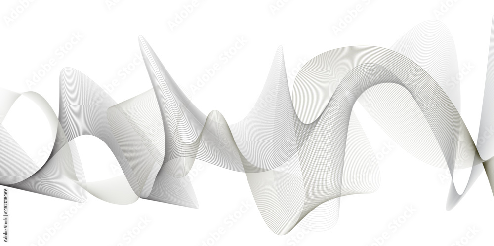 Aufkleber abstract curved geometric wave line on black background. modern multicolor gradient flowing wave lin