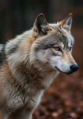 Fototapeta premium Golden Eyes, Winter Wolf: A Forest Portrait