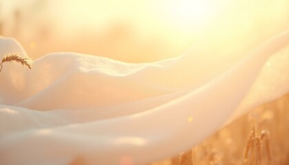 Lightweight linen fabric with natural wrinkles and soft beige tones, airy and breathable .