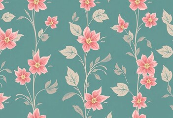 Elegant floral vector ornament, seamless repeat light leaf pattern for wallpaper & packaging, flower,  floral design
