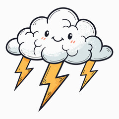 Create a bold, vector illustration of a cartoon cloud with a single, thick, black stroke outline.  The cloud should be playfully designed.