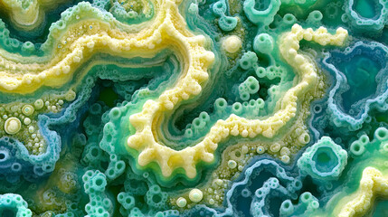 Swirling abstract green yellow teal background