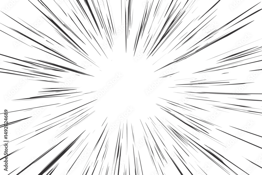 Poster comic speed lines background with radial burst effect. cartoon anime action rays motion. perspective