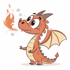 Create a bold, vector illustration of a cartoon dragon, emphasizing thick outlines and vibrant colors.  Style should be playful and friendly.
