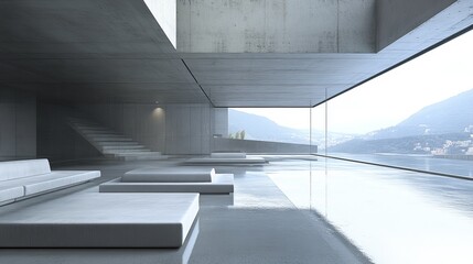 Obraz premium Modern concrete house with panoramic views