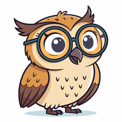 Create a vector illustration of a bold-outlined cartoon owl with large, expressive eyes.  The owl should have a friendly, approachable expression.  Ensure the stroke weight is substantial.