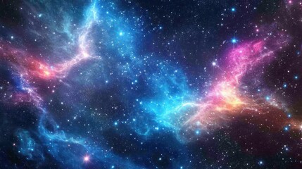 Fototapeta premium Vibrant nebula in deep space with swirling colors and stars.