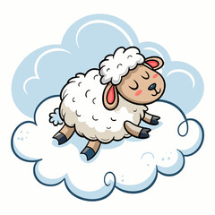 Create a bold, vector illustration of a cartoon sheep soundly asleep, thick black outlines, cute and friendly style.