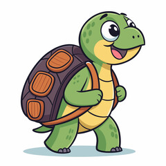 Create a bold, vector illustration of a cartoon turtle with a thick, black outline.  The turtle should have a friendly expression.