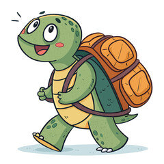 Create a vector illustration of a bold-stroked, cartoon turtle with a friendly expression,  detailed shell, and expressive eyes.