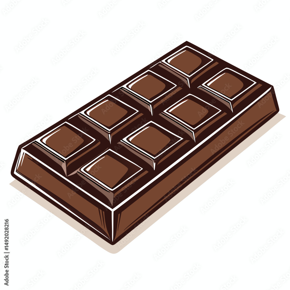 Aufkleber design a bold, vector icon of a chocolate bar with a thick outline, suitable for a food app or websi