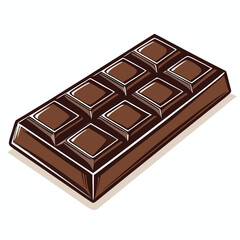 Design a bold, vector icon of a chocolate bar with a thick outline, suitable for a food app or website.  Include simple, easily scalable details.