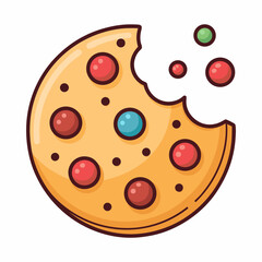 Obraz premium Design a bold, vector cookie icon with a single, prominent bite taken out, utilizing a thick stroke style. Ensure high resolution for versatile usage.