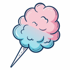 Design a bold, vector icon of a cotton candy swirl, featuring a thick, visually striking outline.  Include a subtle 'w' incorporated into the design.